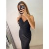 Šaty elegantní společenské dlouhé na ramínka třpytivé dámské (S/M ONE SIZE) ITALSKá MóDA IMM2255333/DU (Velikost S/M/L, Barva béžová)