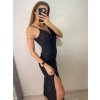 Šaty elegantní společenské dlouhé na ramínka třpytivé dámské (S/M ONE SIZE) ITALSKá MóDA IMM2255333/DU (Velikost S/M/L, Barva béžová)