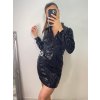 Šaty elegantní třpytivé dlouhý rukáv dámské (S/M ONE SIZE) ITALSKá MóDA IMM22EL5236/DU