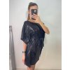 Šaty motýlkové elegantní třpytivé s flitry dlouhý rukáv dámský (S/M ONE SIZE) ITALSKÁ MÓDA IMM22EL5203/DU (Velikost S/M/L, Barva Černá)