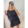 Šaty motýlkové elegantní třpytivé s flitry dlouhý rukáv dámský (S/M ONE SIZE) ITALSKÁ MÓDA IMM22EL5203/DU (Velikost S/M/L, Barva Černá)