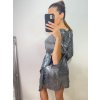 Šaty motýlkové elegantní třpytivé s flitry dlouhý rukáv dámský (S/M ONE SIZE) ITALSKÁ MÓDA IMM22EL5203/DU (Velikost S/M/L, Barva Černá)
