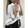 Košile halenka 3/4 rukáv dámské (uni M-L, XL-XXL) ITALSKá MODA IMT20018 bílá (Velikost M/L, Barva bílá)