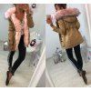 Kabát zimní parka s kožíškem dámská  (s-m-l) K-ZELL ITALSKá MODA 8035K-B/DR (Velikost S, Barva tmavě béžová)