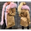 Kabát zimní parka s kožíškem dámská  (s-m-l) K-ZELL ITALSKá MODA 8035K-B/DR (Velikost S, Barva tmavě béžová)
