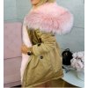 Kabát zimní parka s kožíškem dámská  (s-m-l) K-ZELL ITALSKá MODA 8035K-B/DR (Velikost S, Barva tmavě béžová)