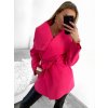 Kabátek flaušový dlouhý rukáv dámský (S/M ONE SIZE) ITALSKÁ MÓDA IMWY22016/DR (Velikost S/M/L, Barva růžová světlá)