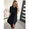 Šaty košilové oversize krátký rukáv dámské (M/L//XL ONE SIZE) ITALSKÁ MÓDA IM422525/DR (Velikost M/L, Barva Černá)