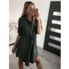 Šaty košilové oversize krátký rukáv dámské (M/L//XL ONE SIZE) ITALSKÁ MÓDA IM422525/DR (Velikost M/L, Barva Černá)