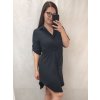 Šaty košilové oversize krátký rukáv dámské (M/L//XL ONE SIZE) ITALSKÁ MÓDA IM422525/DR (Velikost M/L, Barva Černá)