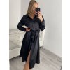 Šaty košilové dlouhý rukáv dámské (S/M ONE SIZE) ITALSKÁ MÓDA IMPBR22H2671-R3/DR (Velikost S/M/L, Barva Černá)