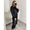 Šaty košilové dlouhý rukáv dámské (S/M ONE SIZE) ITALSKÁ MÓDA IMPBR22H2671-R3/DR (Velikost S/M/L, Barva Černá)