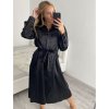 Šaty košilové dlouhý rukáv dámské (S/M ONE SIZE) ITALSKÁ MÓDA IMPBR22H2671-R3/DR (Velikost S/M/L, Barva Černá)