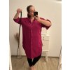 Košile prodloužená/šaty košilové s páskem dlouhý rukáv dámské nadrozměr (XL/2XL ONE SIZE) ITALSKÁ MÓDA IMPBB222713DS/DR