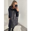 Vesta s kapucí bez rukávu dámská (S/M ONE SIZE) ITALSKÁ MÓDA IMPLI2220587/DR (Velikost S/M/L, Barva Černá)