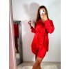 Šaty saténové košilové s páskem dlouhý rukáv dámské (S/M ONE SIZE) ITALSKÁ MÓDA IMWD223001/DR (Velikost S/M/L, Barva béžová)