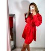 Šaty saténové košilové s páskem dlouhý rukáv dámské (S/M ONE SIZE) ITALSKÁ MÓDA IMWD223001/DR (Velikost S/M/L, Barva béžová)