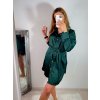 Šaty saténové košilové s páskem dlouhý rukáv dámské (S/M ONE SIZE) ITALSKÁ MÓDA IMWD223001/DR (Velikost S/M/L, Barva béžová)