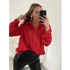 Košile saténová dlouhý rukáv dámské (S/M/L ONE SIZE) ITALSKá MóDA IM322560/DR (Velikost M/L, Barva červená)
