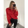 Košile saténová dlouhý rukáv dámské (S/M/L ONE SIZE) ITALSKá MóDA IM322560/DR (Velikost M/L, Barva červená)