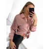 Košile saténová dlouhý rukáv dámské (S/M/L ONE SIZE) ITALSKá MóDA IM322560/DR (Velikost M/L, Barva červená)