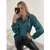 Košile saténová dlouhý rukáv dámské (S/M/L ONE SIZE) ITALSKá MóDA IM322560/DR (Velikost M/L, Barva červená)