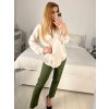 Košile saténová dlouhý rukáv dámské (S/M/L ONE SIZE) ITALSKá MóDA IM322560/DR (Velikost M/L, Barva červená)