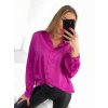 Košile saténová dlouhý rukáv dámské (S/M/L ONE SIZE) ITALSKá MóDA IM322560/DR (Velikost M/L, Barva červená)