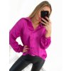 Košile saténová dlouhý rukáv dámské (S/M/L ONE SIZE) ITALSKá MóDA IM322560/DR (Velikost M/L, Barva červená)