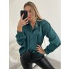 Košile saténová dlouhý rukáv dámské (S/M/L ONE SIZE) ITALSKá MóDA IM322560/DR (Velikost M/L, Barva červená)