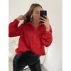 Košile saténová dlouhý rukáv dámské (S/M/L ONE SIZE) ITALSKá MóDA IM322560/DR (Velikost M/L, Barva červená)