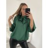 Halenka saténová dlouhý rukáv dámská (S/M/L ONE SIZE) ITALSKá MóDA IM322561/DR (Velikost M/L, Barva červená)