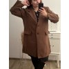 Kabát flaušový s páskem dlouhý rukáv dámský nadrozměr (XL/2XL/3XL ONE SIZE) ITALSKÁ MÓDA IMWQ22004/DR (Velikost 2XL/3XL, Barva Černá)