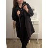 Kabát flaušový s páskem dlouhý rukáv dámský nadrozměr (XL/2XL/3XL ONE SIZE) ITALSKÁ MÓDA IMWQ22004/DR (Velikost 2XL/3XL, Barva Černá)