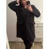 Kabát flaušový s páskem dlouhý rukáv dámský nadrozměr (XL/2XL/3XL ONE SIZE) ITALSKÁ MÓDA IMWQ22004/DR (Velikost 2XL/3XL, Barva Černá)