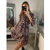 Šaty elegantní šifonové dlouhý rukáv dámské (S/M ONE SIZE) ITALSKÁ MÓDA IMWE223358B/DR leopardí