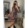 Šaty elegantní šifonové dlouhý rukáv dámské (S/M ONE SIZE) ITALSKÁ MÓDA IMWE223358B/DR leopardí