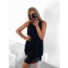 Šaty šifonové bez rukávů dámské (S/M/L ONE SIZE) ITALSKÁ MÓDA IMD22494/DR (Velikost M/L, Barva tmavě tyrkysová)