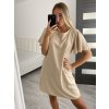 Šaty letní krátký rukáv dámské (S/L ONE SIZE) ITALSKÁ MÓDA IMWOP22OP028/DR (Velikost M/L, Barva béžová)