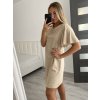 Šaty letní krátký rukáv dámské (S/L ONE SIZE) ITALSKÁ MÓDA IMWOP22OP028/DR (Velikost M/L, Barva béžová)