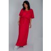 Šaty letní dlouhé krátký rukáv dámské (XL/2XL/3XL ONE SIZE) TURECKÁ MÓDA IMLI227964/DR (Velikost 2XL/3XL, Barva růžová)