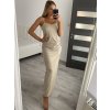 Šaty letní elegantní  na ramínka žabičkované dámské (S/M ONE SIZE) ITALSKÁ MÓDA IMD22564/DR
