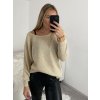 Svetr pletený dlouhý netopýří rukáv dámský (UNI S-L) TURECKÁ MÓDA TM922STAR/DR (Velikost M/L, Barva béžová)