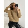 Svetr pletený dlouhý netopýří rukáv dámský (UNI S-L) TURECKÁ MÓDA TM922STAR/DR (Velikost M/L, Barva béžová)