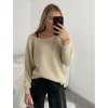 Svetr pletený dlouhý netopýří rukáv dámský (UNI S-L) TURECKÁ MÓDA TM922STAR/DR (Velikost M/L, Barva béžová)