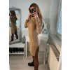 Šaty pletené s rolákem dlouhý rukáv dámské (S/M ONE SIZE) ITALSKÁ MÓDA IMPLI228404/DR (Velikost S/M/L, Barva béžová)