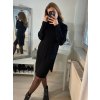 Šaty pletené s rolákem dlouhý rukáv dámské (S/M ONE SIZE) ITALSKÁ MÓDA IMPLI228404/DR (Velikost S/M/L, Barva béžová)