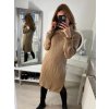 Šaty pletené s rolákem dlouhý rukáv dámské (S/M ONE SIZE) ITALSKÁ MÓDA IMPLI228404/DR (Velikost S/M/L, Barva béžová)