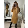 Šaty pletené s rolákem dlouhý rukáv dámské (S/M ONE SIZE) ITALSKÁ MÓDA IMPLI228404/DR (Velikost S/M/L, Barva béžová)