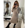 Šaty pletené s rolákem dlouhý rukáv dámské (S/M ONE SIZE) ITALSKÁ MÓDA IMPLI228404/DR (Velikost S/M/L, Barva béžová)